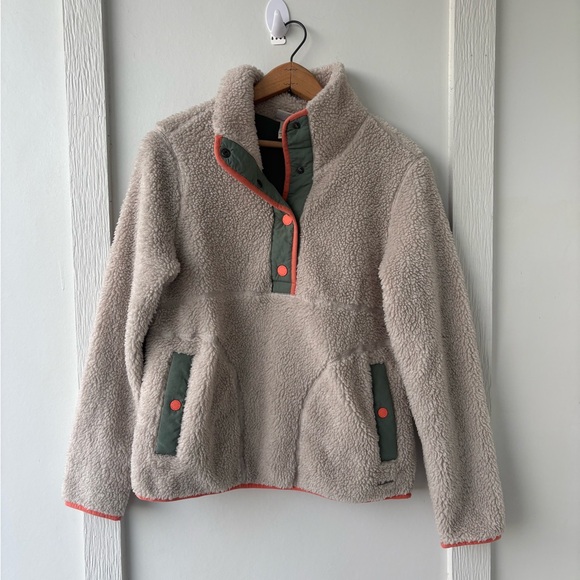 LL Bean Sherpa Fleece Pullover Jacket  in Soapstone  Size Small - Picture 2 of 7